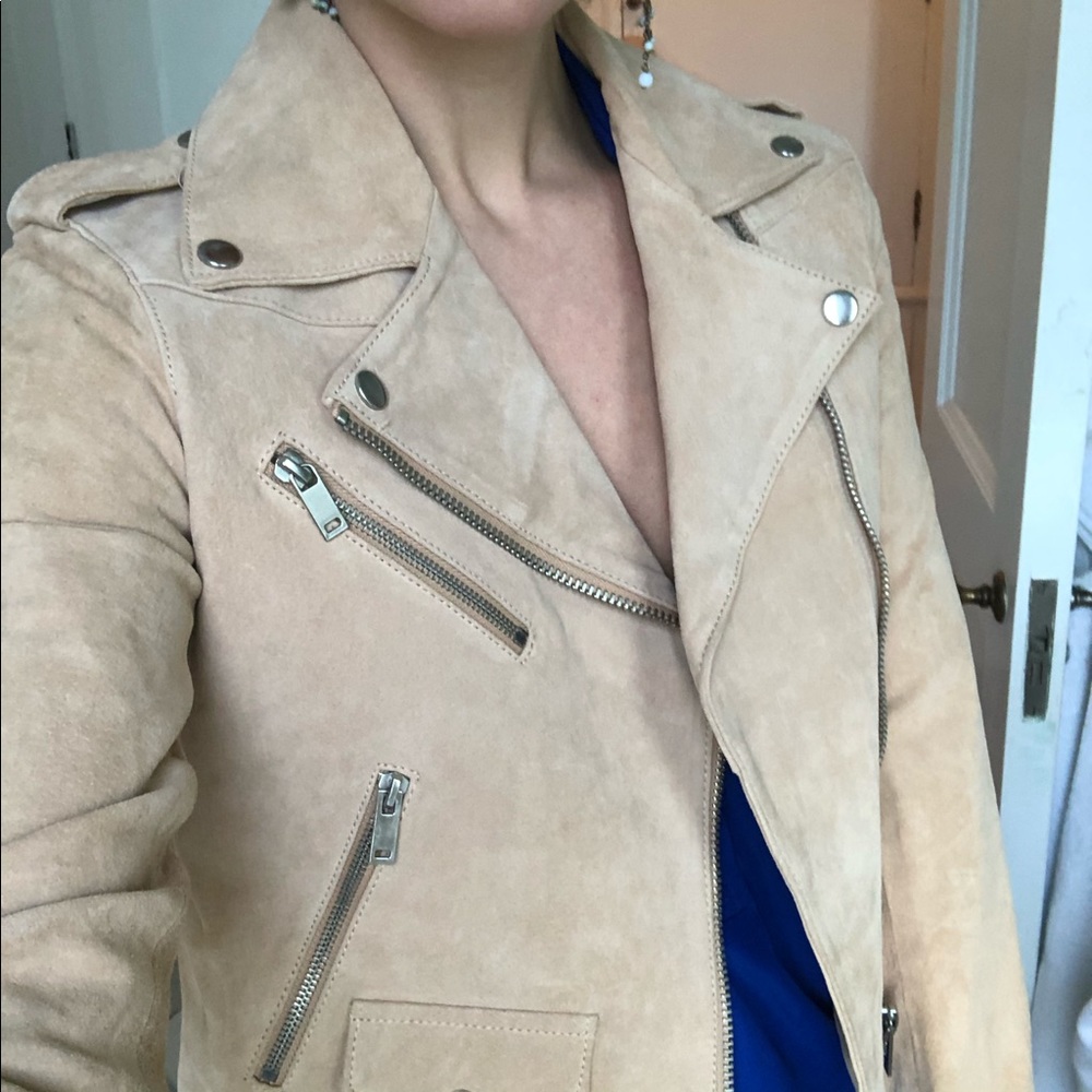 Mango genuine leather suede moto jacket